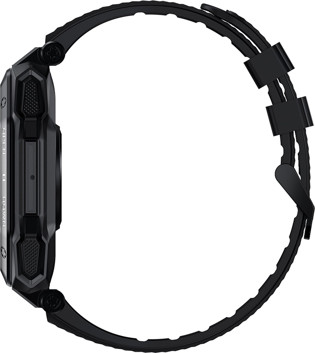 WizBay Premium Select 1.85inch Sport Smartwatch Alu Mat Zwart Case TPU Zwarte Band