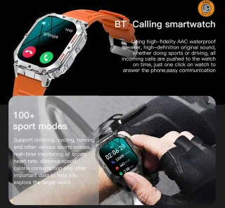 WizBay Premium Select 1.96 inch AMOLED Smartwatch Zilver Oranje