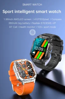 WizBay Premium Select 1.96 inch AMOLED Smartwatch Zilver Oranje