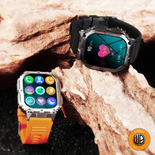 WizBay Premium Select 1.96 inch AMOLED Smartwatch Zilver Oranje