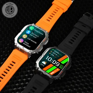 WizBay Premium Select 1.96 inch AMOLED Smartwatch Zilver Oranje