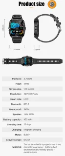 WizBay Premium Select 1.96 inch Smartwatch Zwart Oranje TPU Band