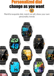 WizBay Premium Select 1.96 inch Smartwatch Zwart Oranje TPU Band