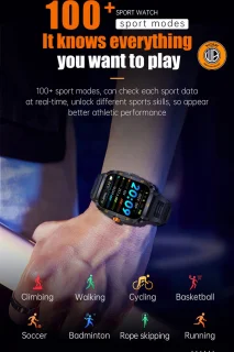 WizBay Premium Select 1.96 inch Smartwatch Zwart TPU Band
