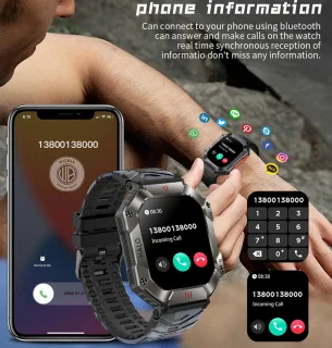 WizBay Premium Select 2.0 inch HD TFT Smartwatch Mat Grijs Zwart