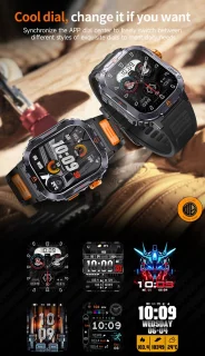 WizBay Premium Select 2.00 inch HD TFR Smartwatch Zwart Oranje