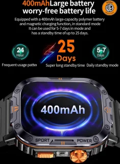 WizBay Premium Select 2.00 inch HD TFR Smartwatch Zwart Oranje
