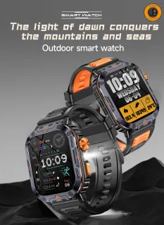 WizBay Premium Select 2.00 inch HD TFR Smartwatch Zwart Oranje