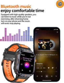 WizBay Premium Select 2.00 inch HD TFR Smartwatch Zwart Oranje