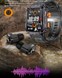 WizBay Premium Select 2.00 inch HD TFR Smartwatch Zwart Oranje
