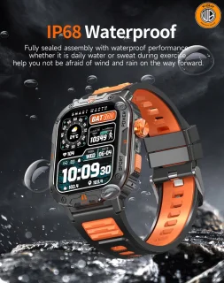WizBay Premium Select 2.00 inch HD TFR Smartwatch Zwart Oranje