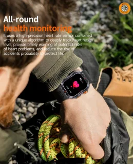 WizBay Premium Select 2.00 inch HD TFR Smartwatch Zwart Oranje
