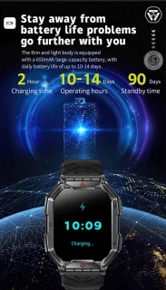 WizBay Premium Select 2.1 inch AMOLED Smartwatch Zwart