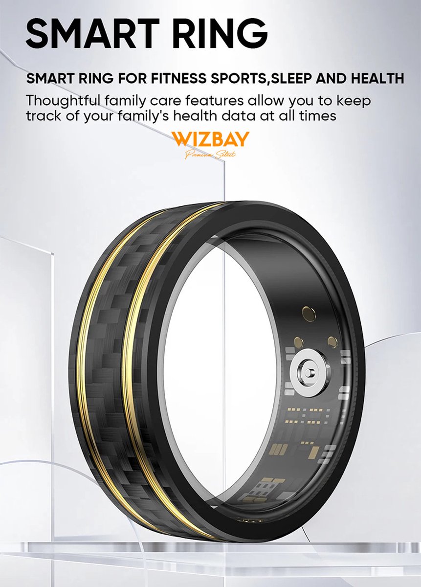 WizBay Premium Select Aluminium Bi-Color Carbon Fiber Smart Ring #08