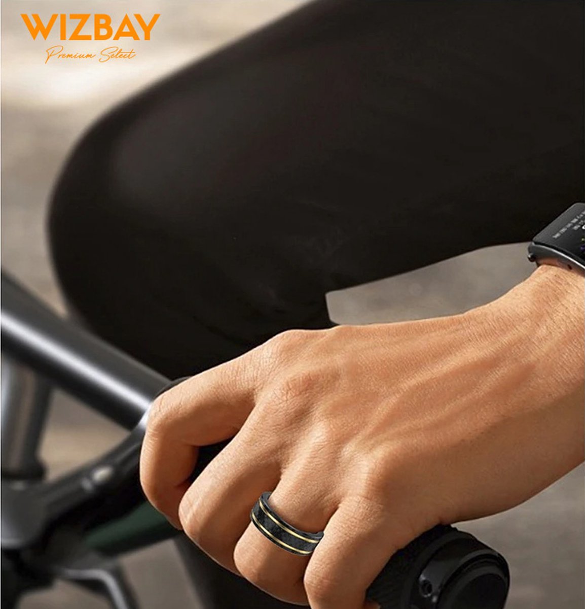 WizBay Premium Select Aluminium Bi-Color Carbon Fiber Smart Ring #08