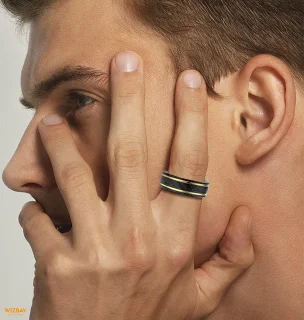 WizBay Premium Select Aluminium Bi-Color Carbon Fiber Smart Ring #11