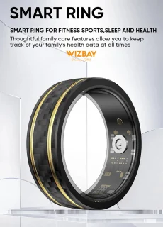 WizBay Premium Select Aluminium Bi-Color Carbon Fiber Smart Ring #12