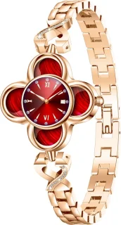 WizBay Premium Select® Dames Smartwatch klaverdesign – goud-rood