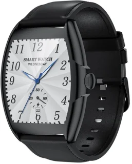 WizBay Premium Select Elegante Smartwatch - Zilveren behuizing, zwarte lederen band