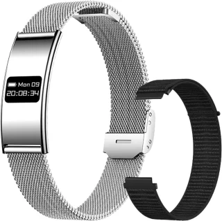 De WizBay Premium Select Smart Bracelet 2026 - Zilver (RVS & Zwarte siliconen band) in één oogopslag