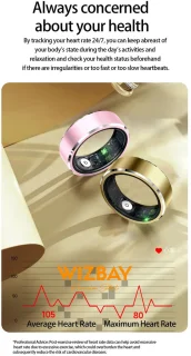 WizBay Premium Select Smart Ring Aluminium Zilver Blush - Maat 8