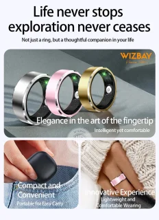 WizBay Premium Select Smart Ring Aluminium Zilver Blush - Maat 8