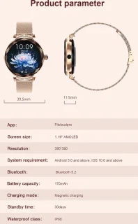 WizBay Premium Select Smartwatch 1.19" Zilveren Band