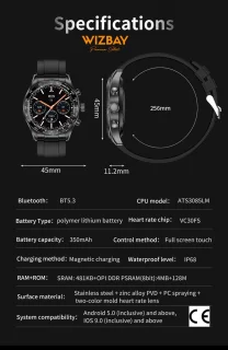 WizBay Premium Select Smartwatch 1.32-inch Stainless Steel Unisex
