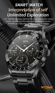 WizBay Premium Select Smartwatch 1.32-inch Stainless Steel Unisex