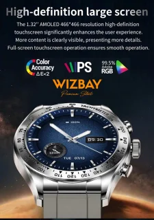 WizBay Premium Select Smartwatch 1.32-inch Stainless Steel Unisex