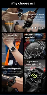WizBay Premium Select Smartwatch 1.32-inch Stainless Steel Unisex