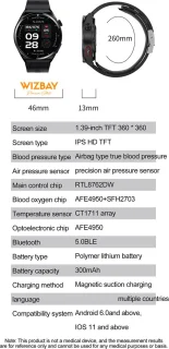 WizBay Premium Select Smartwatch 1.32" Zwart TPU