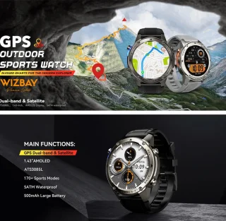 WizBay Premium Select Smartwatch 1.43 AMOLED Zwart
