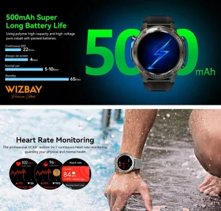 WizBay Premium Select Smartwatch 1.43 AMOLED Zwart