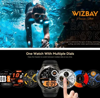 WizBay Premium Select Smartwatch 1.43 AMOLED Zwart