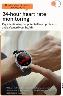 WizBay Premium Select Smartwatch 1.52 inch Zilver Zwart