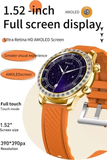 WizBay Premium Select Smartwatch 1.52 inch Zilver Zwart