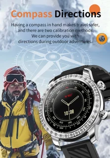 WizBay Premium Select Smartwatch 1.52 inch Zilver Zwart