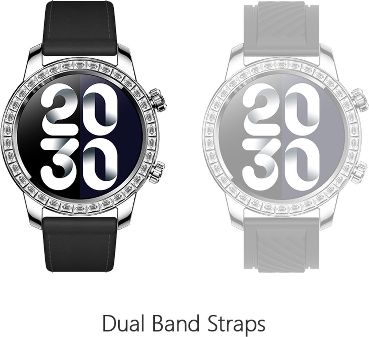 De WizBay Premium Select Smartwatch 1.52 inch Zilver Zwart in één oogopslag