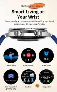 WizBay Premium Select Smartwatch 1.52 inch Zilver Zwart
