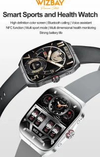 WizBay Premium Select Smartwatch 1.95" AMOLED Zwart