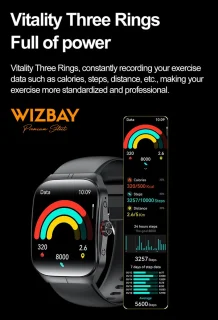 WizBay Premium Select Smartwatch 1.95" AMOLED Zwart
