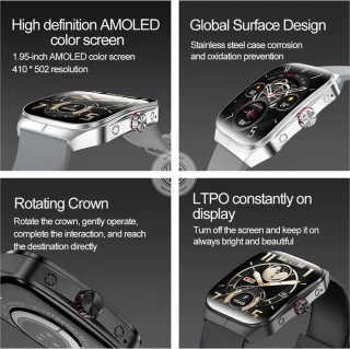 WizBay Premium Select Smartwatch 1.95" AMOLED Zwart