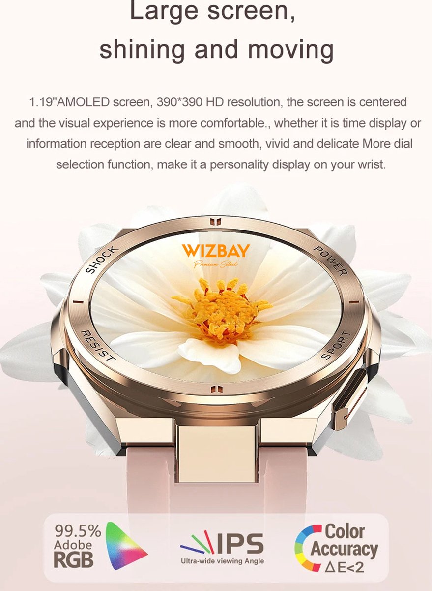 Wat vinden we goed aan de WizBay Premium Select Smartwatch Gold Case TPU Band