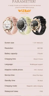 WizBay Premium Select Smartwatch Gold Case TPU Band