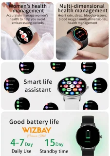 WizBay Premium Select Ultra Dun 1.42" AMOLED Smartwatch Zwart