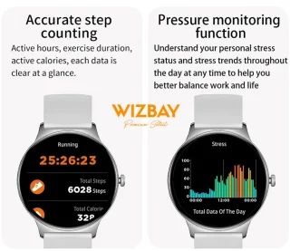 WizBay Premium Select Ultra Dun 1.42" AMOLED Smartwatch Zwart