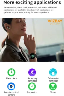 WizBay Premium Select Ultra Dun 1.42" AMOLED Smartwatch Zwart