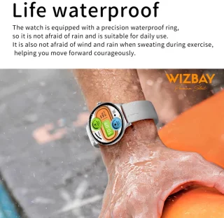 WizBay Premium Select Ultra Dun 1.42" AMOLED Smartwatch Zwart