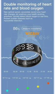 WizBay Premium Select Zilver Touch LED Smart Ring Oplaad Case